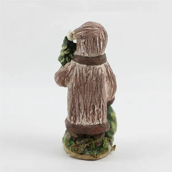 Santa Claus Figurine Tree Bark Coat Bag Tree Holiday Collectible