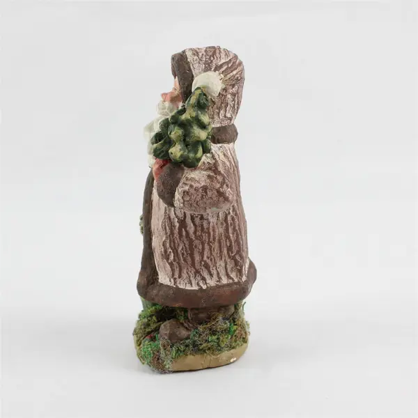 Santa Claus Figurine Tree Bark Coat Bag Tree Holiday Collectible