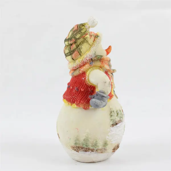 Resin Snowman Figurine Winter Scene Skis Scarf Holiday Decor