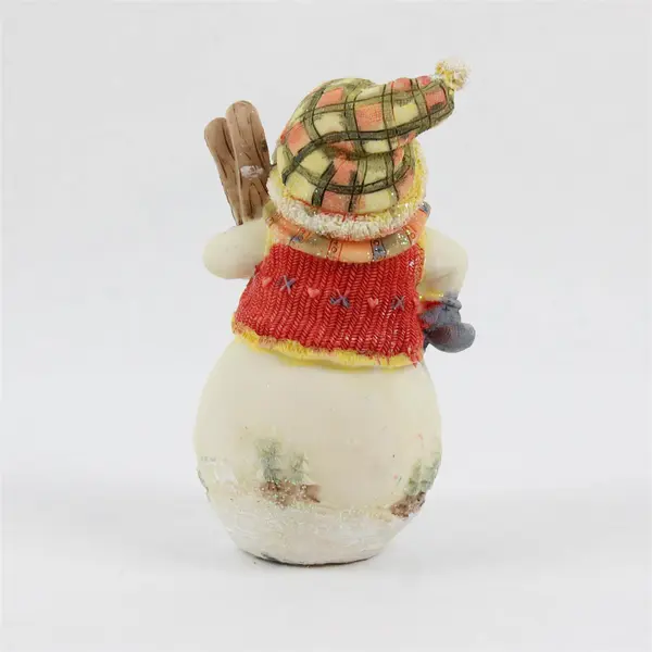 Resin Snowman Figurine Winter Scene Skis Scarf Holiday Decor