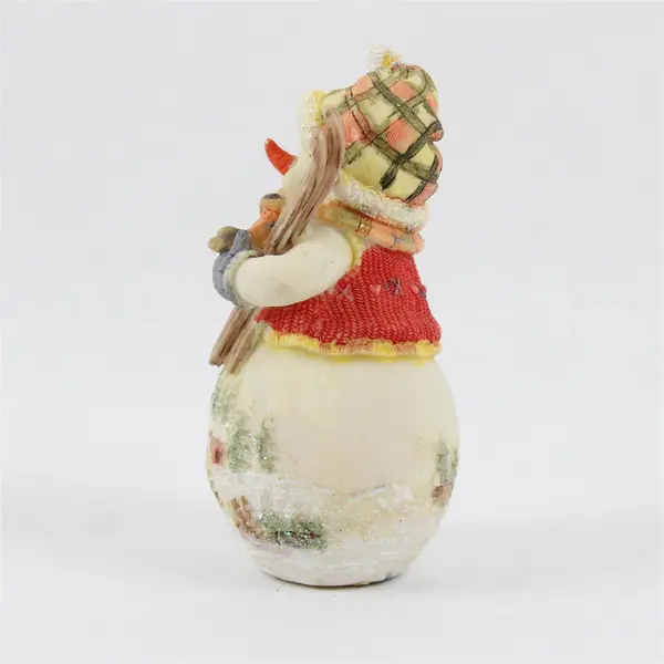 Resin Snowman Figurine Winter Scene Skis Scarf Holiday Decor