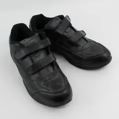 Western Chief Solid Black Color Leather Sneakers Hook & Loop Leather Mens Sz 13