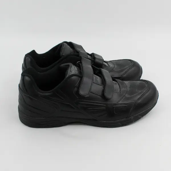 Western Chief Solid Black Color Leather Sneakers Hook & Loop Leather Mens Sz 13