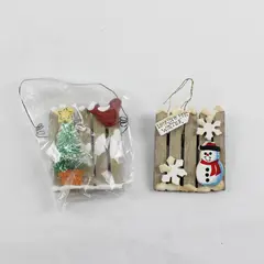 Lot of 2 Christmas Ornaments Snowman & Tree Holiday Decor Collectibles