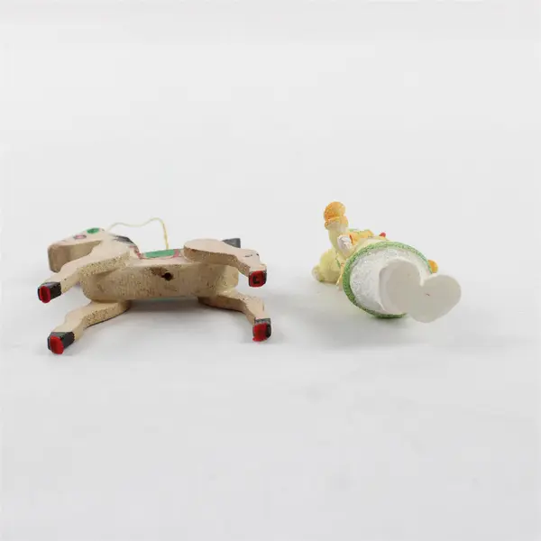 Lot of 2 Christmas Ornaments Snowman w Star Standing Horse