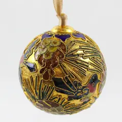 Vintage Alsan Cloisonne Enamel Christmas Ornament Bird Floral Design