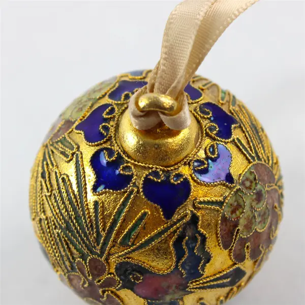 Vintage Alsan Cloisonne Enamel Christmas Ornament Bird Floral Design