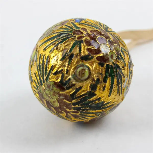 Vintage Alsan Cloisonne Enamel Christmas Ornament Bird Floral Design