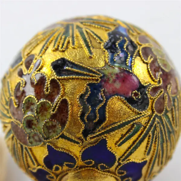 Vintage Alsan Cloisonne Enamel Christmas Ornament Bird Floral Design