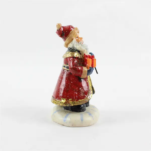 Resin Santa Claus Figurine with Present & Tree Holiday Decor Collectible