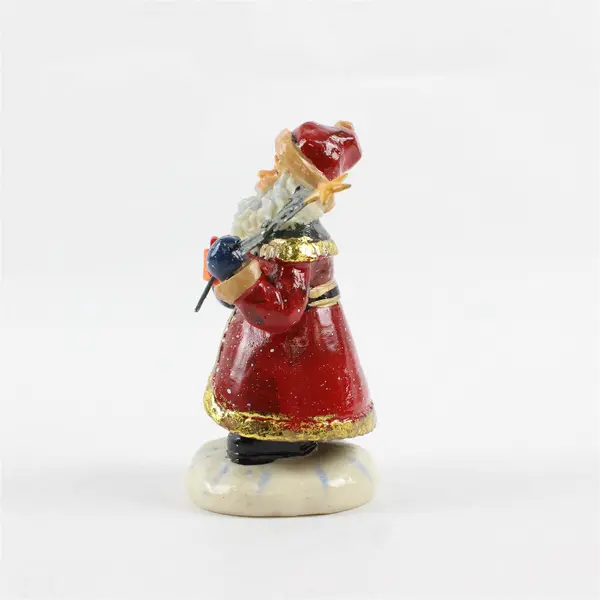 Resin Santa Claus Figurine with Present & Tree Holiday Decor Collectible