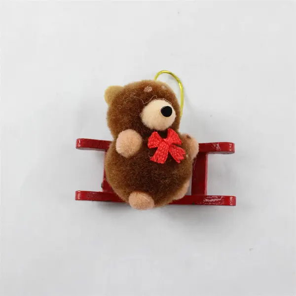Lot of 3 Christmas Ornaments Plush Bear Sleigh Snowman Gingerbread Man