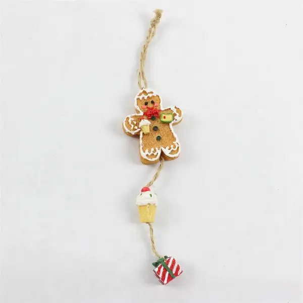 Lot of 3 Christmas Ornaments Plush Bear Sleigh Snowman Gingerbread Man