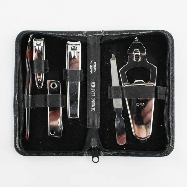 Vintage 6 Piece Manicure Set With Leather Case Made In Korea
