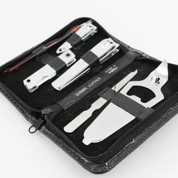 Vintage 6 Piece Manicure Set With Leather Case Made In Korea