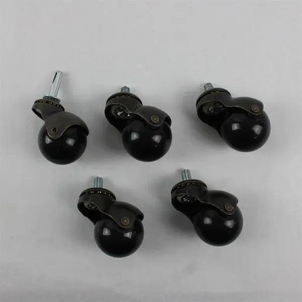 Lot of 5 2in Ball Caster Wheels Bronze Mixed Stem