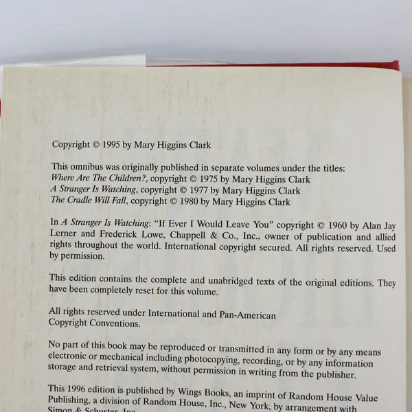 Mary Higgins Clark 1996 Hardcover Where Are the Children? 3 Novels