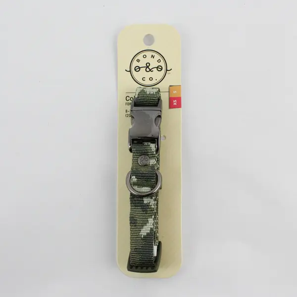 Bond & Co Green Olive Camouflage Adjustable Dog Collar Small/XSmall