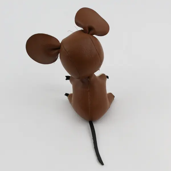 Mid Century Modern Brown Dakin & Co Leather Mouse Toy Japan 