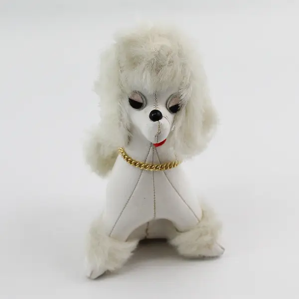 Mid Century White Leather Poodle Toy Japan