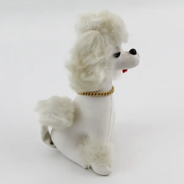 Mid Century White Leather Poodle Toy Japan