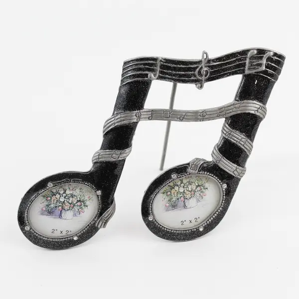 Black Pewter And Enamel Musical Note Photo Frame For 2" x 2" photos
