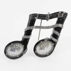 Black Pewter And Enamel Musical Note Photo Frame For 2" x 2" photos