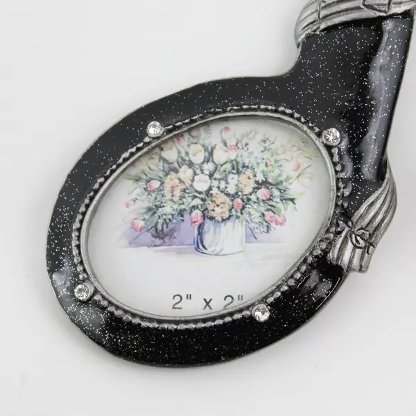 Black Pewter And Enamel Musical Note Photo Frame For 2" x 2" photos