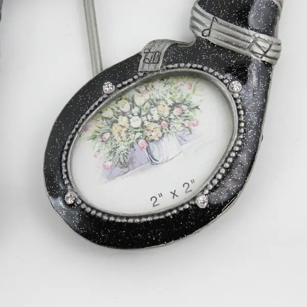 Black Pewter And Enamel Musical Note Photo Frame For 2" x 2" photos