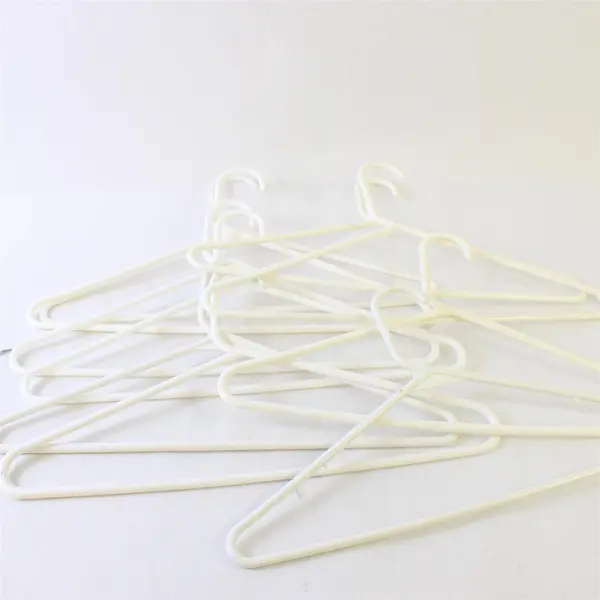 Lot of 10 White Plastic Clothes Hangers Shirts & Pants Closet Organization