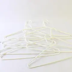 Lot of 10 White Plastic Clothes Hangers Shirts & Pants Closet Organization