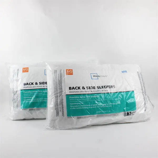 Lot Of 2 Mainstays Back & Side Sleepers Pillows Standard/Queen 100% Polyester
