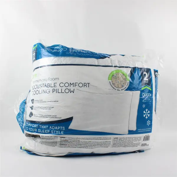 Set Of 2 PureLUX Gel Memory Foam Adjustable Comfort Cooling Pillows 20" x 28"