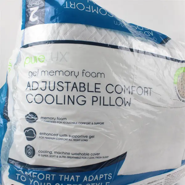 Set Of 2 PureLUX Gel Memory Foam Adjustable Comfort Cooling Pillows 20" x 28"
