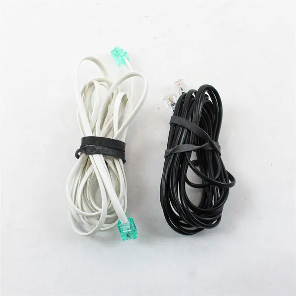 Lot of 2 RJ11 Telephone Cords White & Black for Landline Fax Modem