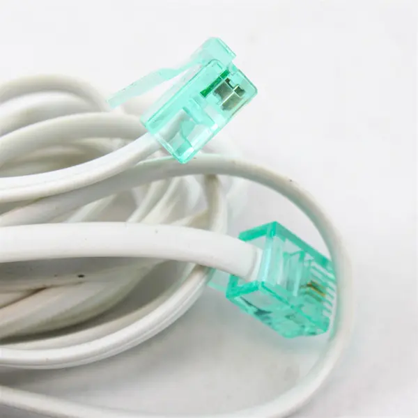 Lot of 2 RJ11 Telephone Cords White & Black for Landline Fax Modem