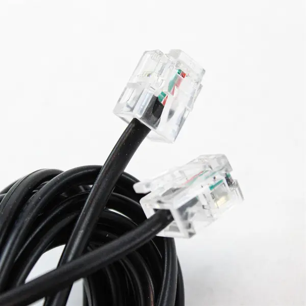 Lot of 2 RJ11 Telephone Cords White & Black for Landline Fax Modem
