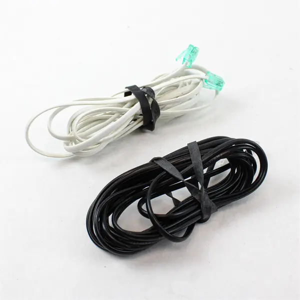 Lot of 2 RJ11 Telephone Cords White & Black for Landline Fax Modem