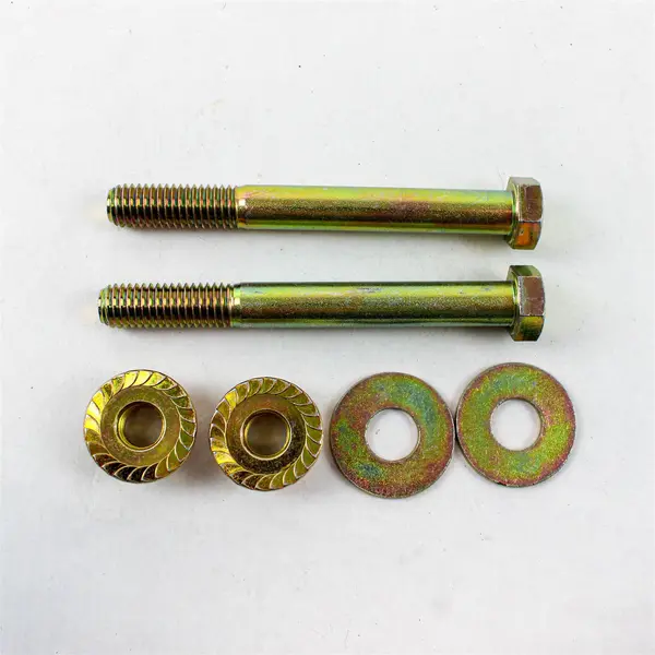 Set of 2 Yellow Zinc-Plated 1/2"x4-3/4" Hex Bolts w/ Nuts & Washers