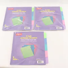 Lot of 3 Staples 5-Tab Writable Dividers, Letter Size, Colorful