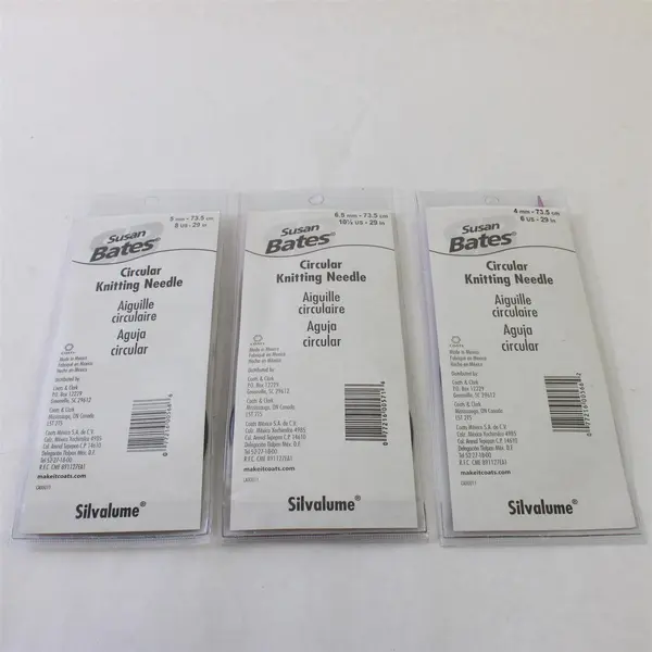 Lot of 3 Susan Bates Circular Knitting Needles 4mm 5mm 6.5mm New
