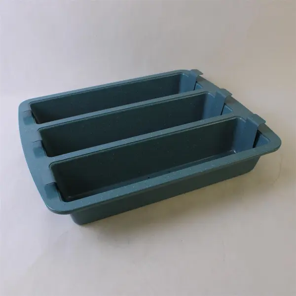 Blue Non-Stick 3-Cavity Loaf Baking Pan Unbranded Used