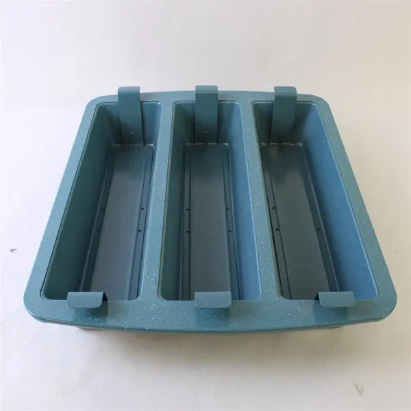 Blue Non-Stick 3-Cavity Loaf Baking Pan Unbranded Used