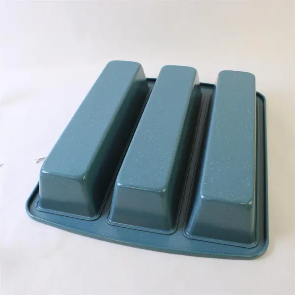 Blue Non-Stick 3-Cavity Loaf Baking Pan Unbranded Used
