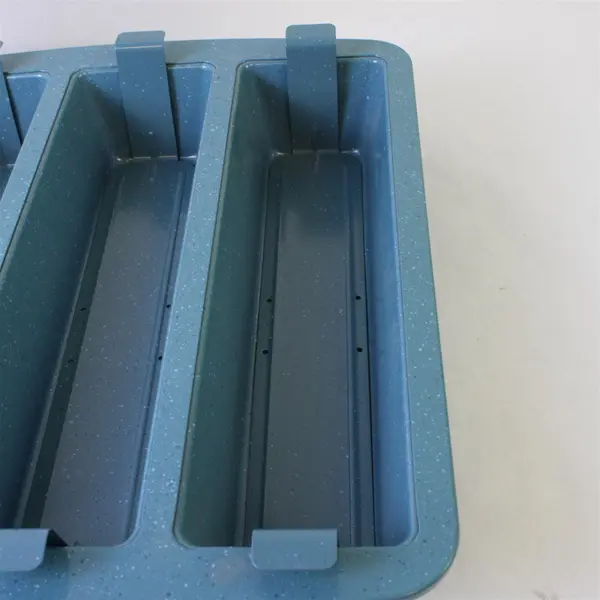 Blue Non-Stick 3-Cavity Loaf Baking Pan Unbranded Used