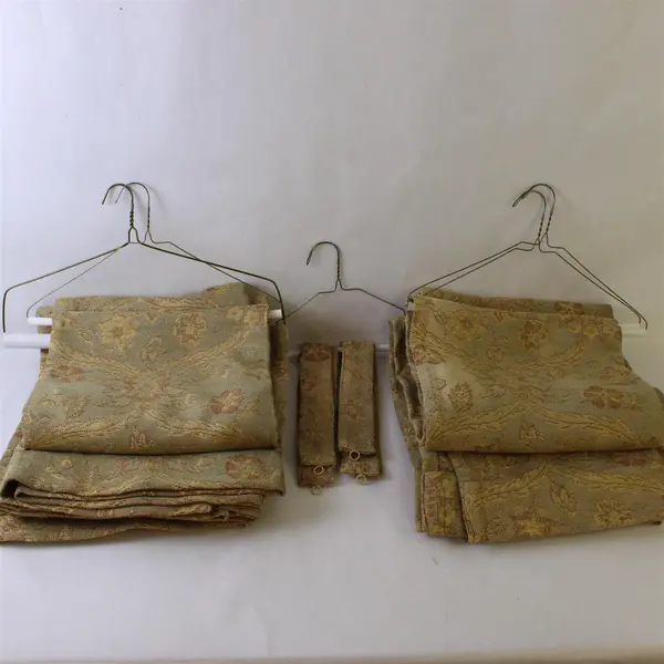 Lot of 4 Jacquard Drapery Panels 54" x 84" (7ft) with Matching Ties