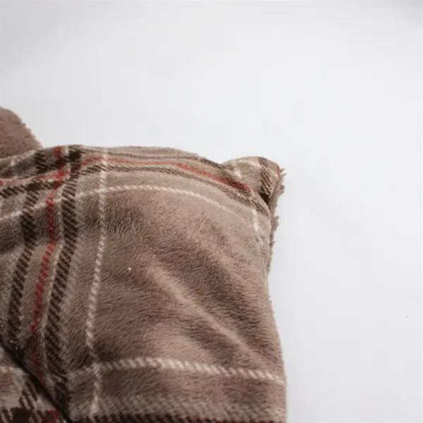 Thick Plush Plaid Throw Blanket Brown Beige 7x5 ft Cozy Pre-Owned