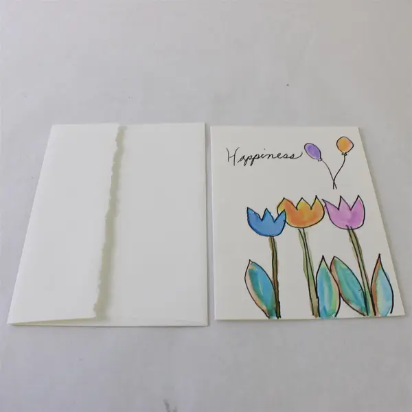 Lot of 3 Hand-Painted Floral Watercolor Blank Notecards with Envelopes