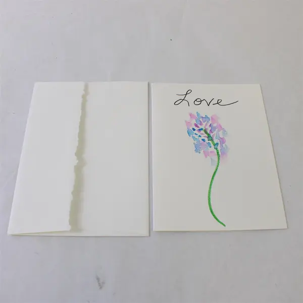 Lot of 3 Hand-Painted Floral Watercolor Blank Notecards with Envelopes