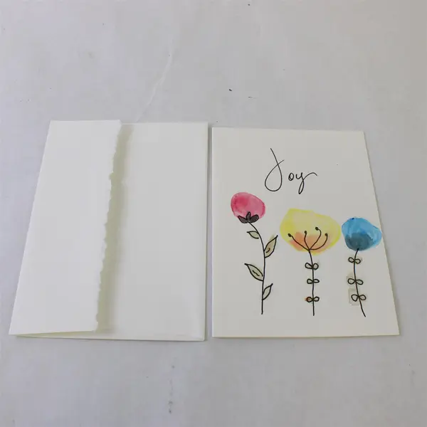 Lot of 3 Hand-Painted Floral Watercolor Blank Notecards with Envelopes